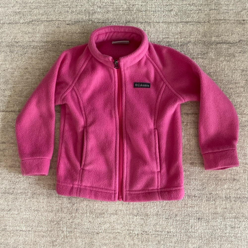 Columbia Pink Toddler Fleece Zip-Up Coat. Size 3T